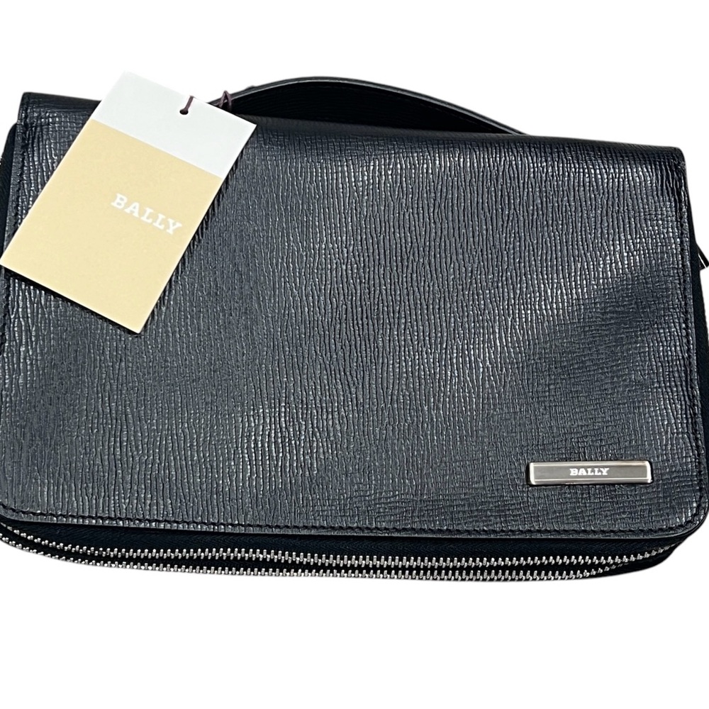 NWT Bally Magus Men’s Black Leather Clutch Wallet